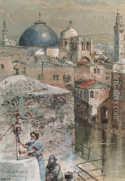 The Pool Of Hezekilh, Jerusalem Oil Painting - William Robert Herries