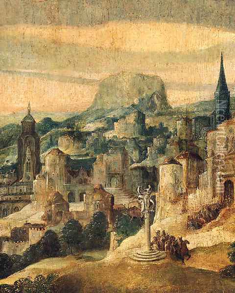 A landscape with Christ on the road to Calvary Oil Painting - Flemish School