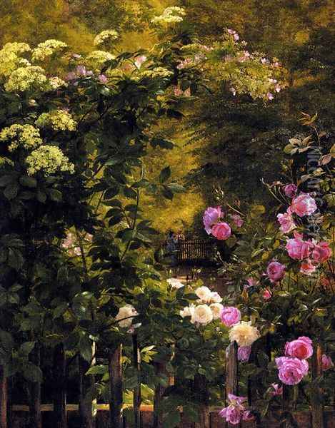 The Rose Garden Oil Painting - Carl Frederick Aagaard