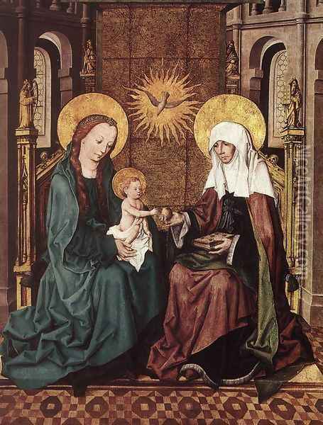 Virgin and Child with St Anne c. 1490 Oil Painting - Master of the Housebook