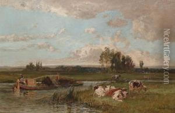 The Canal Near West Drayton. Oil Painting - Alfred Bennett