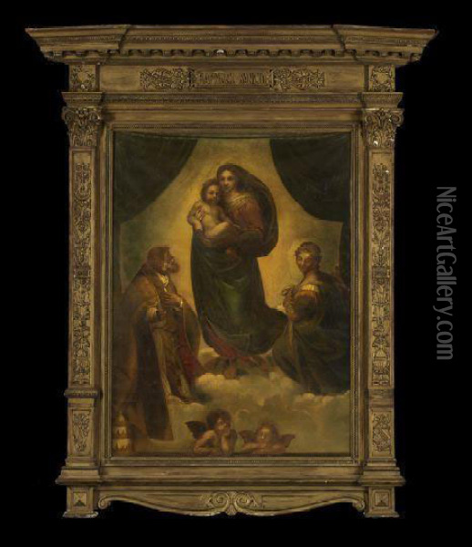 Sistine Madonna Oil Painting - Raphael (Raffaello Sanzio of Urbino)