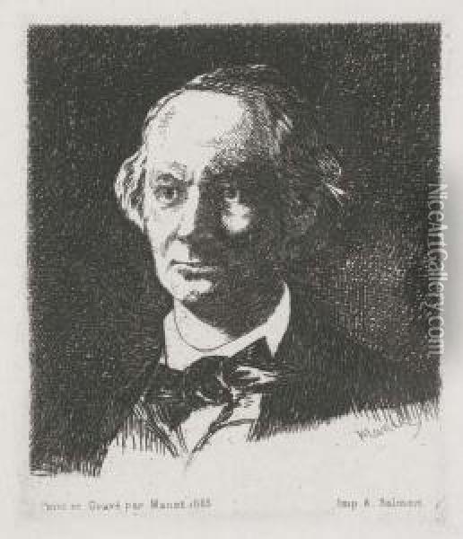 Charles Baudelaire, De Face (delteil 61) Oil Painting - Edouard Manet
