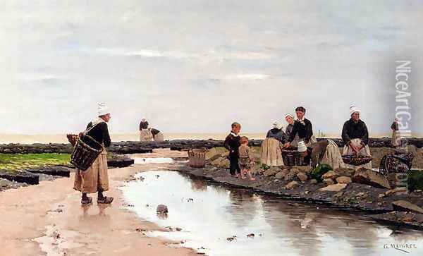 Pecheurs De Moules, Bretagne Oil Painting - Georges Edmond Maigret
