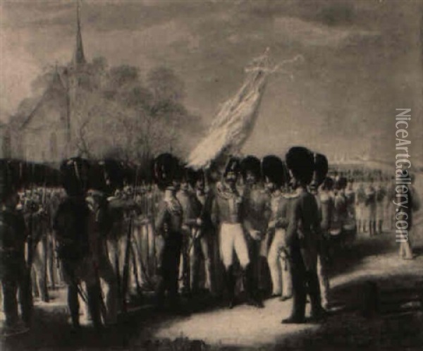 Abschied... Der Konigl. Sachsischen Leib Grenadier Garde... 1815 B. Luttich Oil Painting - Julius Ferdinand Wilhelm Sattler