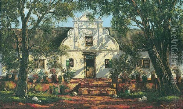Constantia Winery Near Capetown, South Africa Oil Painting - Tinus de Jongh