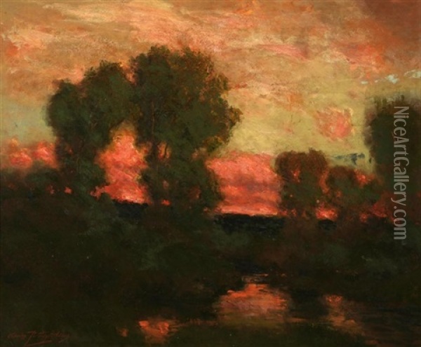 Autumn Twilight Oil Painting - Charles Partridge Adams