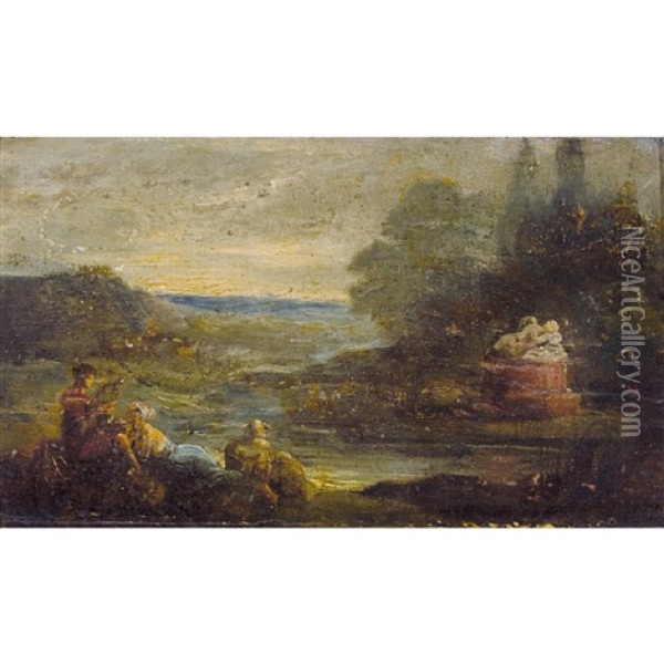 Lyra Spielender Orpheus Mit Lauschender Hirtin Oil Painting - Jean-Honore Fragonard