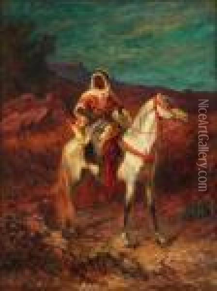 Arab On Horseback Oil Painting - Adolf Schreyer