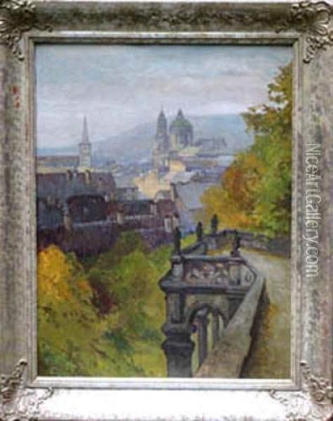 Tomek, View Of Prague Oil Painting - Heinrich Hirt