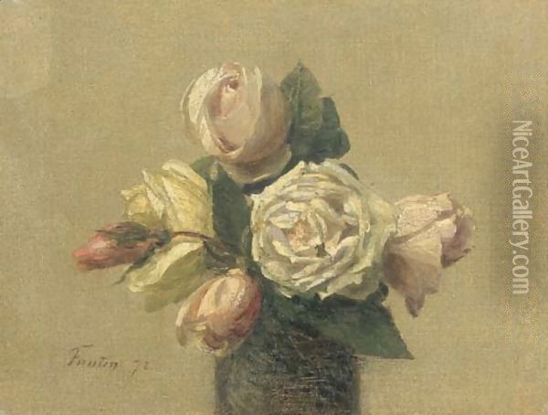 Roses jaunes et roses Oil Painting - Ignace Henri Jean Fantin-Latour