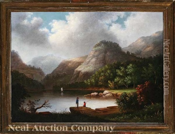 Fishing In Kentucky Near Louisville Oil Painting - Robert Brammer