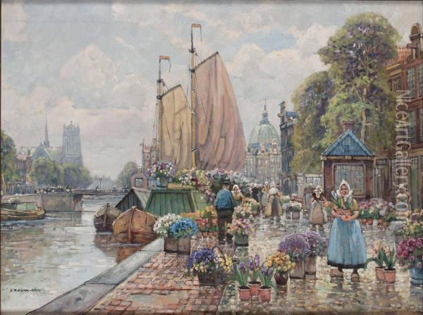 Hollandischer Blumenmarkt Oil Painting - F.M. Richter-Reich