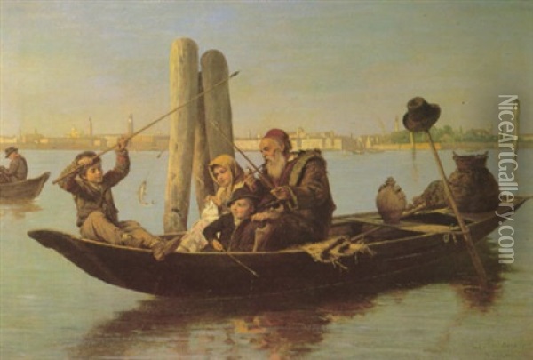 Fishing Off Of San Marco Oil Painting - Antonio Ermolao Paoletti