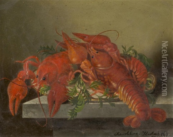 Still Life With Crayfish Oil Painting - Arnoldine Hodack