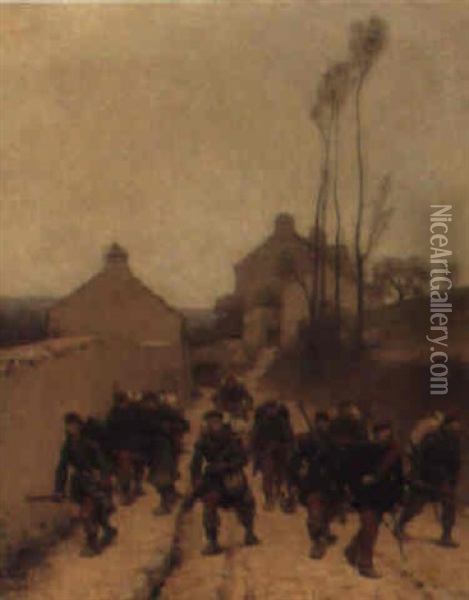 Soldados Oil Painting - Eugene Medard