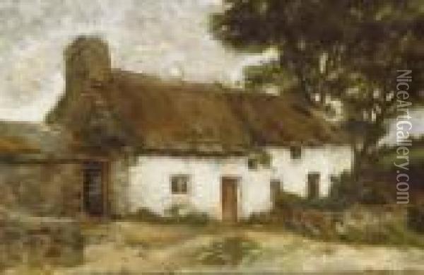White Cottage Oil Painting - John Crampton Walker