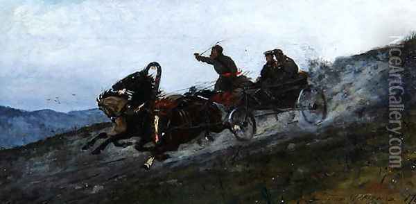 Siberian Troika, Urals, 1876 Oil Painting - Stanislaw Witkiewicz