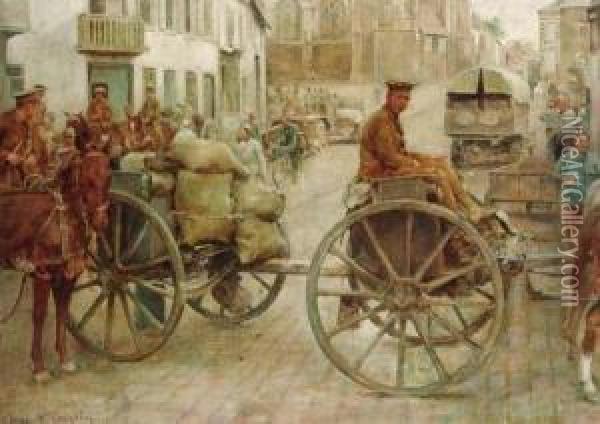 A Military Procession Oil Painting - Juan Antonio Gonzales