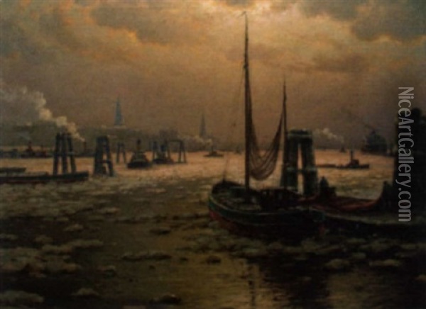 Hamburger Hafen Oil Painting - Paul Wolde