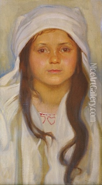 Festive Portrait Oil Painting - Alphonse Mucha