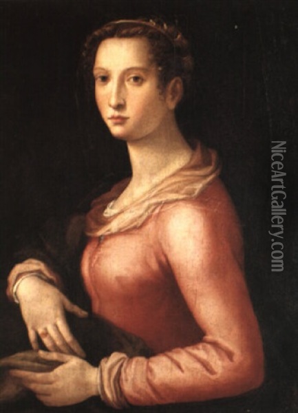 Portrait Of A Lady Oil Painting - Girolamo (il Sermoneta) Sicciolante