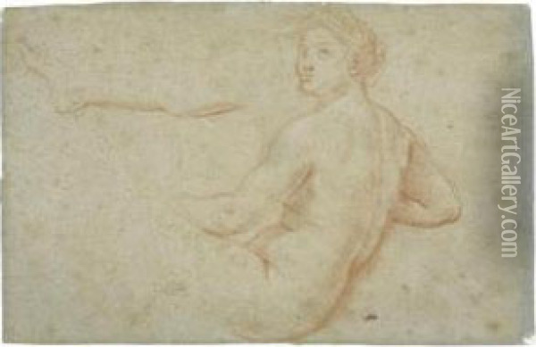 Study For A Woman Seated Propped Up And Forher Right Leg. Oil Painting - Carlo Maratta or Maratti