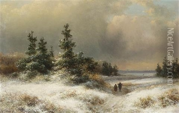 Summer Landscape (+ Winter Landscape; Pair) Oil Painting - Lodewijk Johannes Kleijn