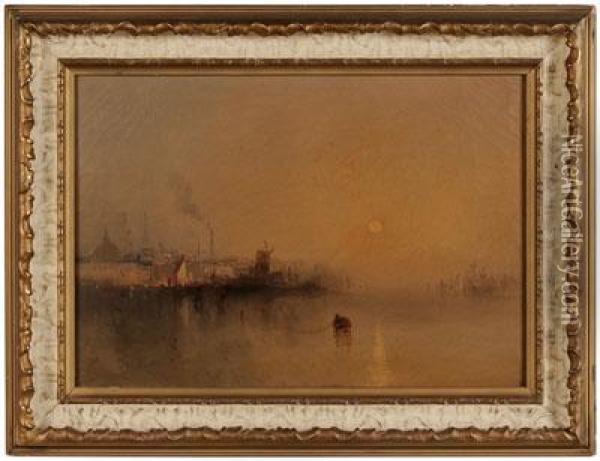 On The Thames Oil Painting - James Hamilton