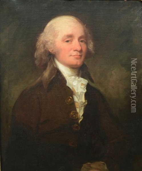 Portrait Of James Morley, East India Company Oil Painting - George Romney