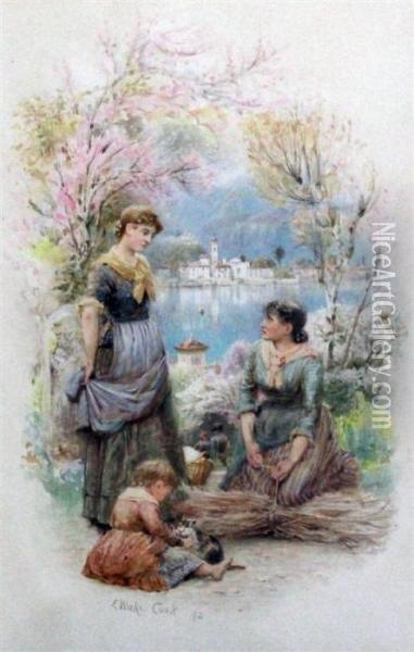 Springtime On Lake Como Oil Painting - Ebenezer Wake Cook