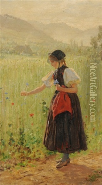 Junge Gutacherin Am Ahrenfeld Oil Painting - Wilhelm Gustav Friedrich Hasemann