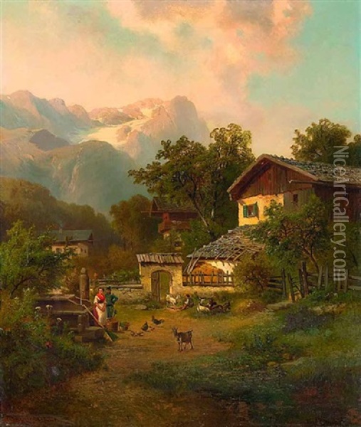 Partie Bei Partenkirchen - Oberbaiern Oil Painting - Dedo Carmiencke