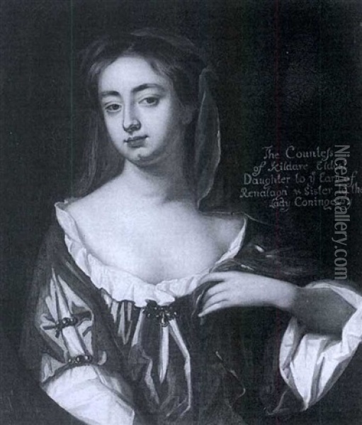 Portrait Of The Countess Of Kildare (1662-1755) Oil Painting - Charles Jervas