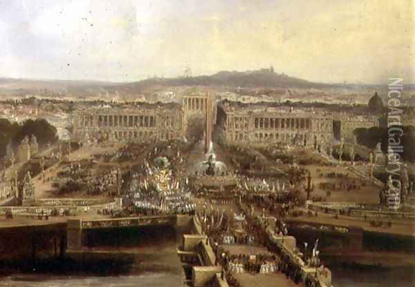 Celebration for the New Constitution, Place de la Concorde, 21st May 1848 Oil Painting - Jean-Jacques Champin