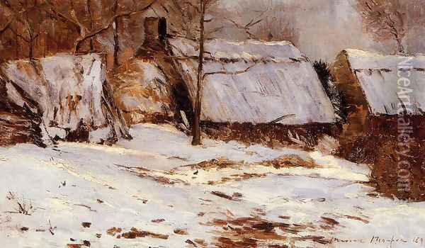 Cottages in the Snow Oil Painting - Maxime Maufra