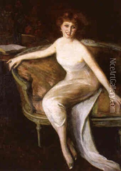 Portrait De La Baronne Marie Surcouf Oil Painting - Princesse Marie Eristoff-Kasak