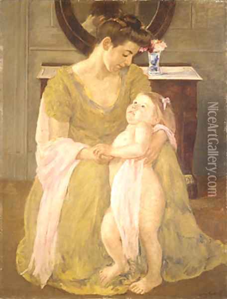 Mother and Child with a Rose Scarf 1908 Oil Painting - Mary Cassatt
