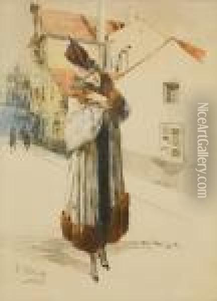 Lady In A Fur Coat Oil Painting - Karel Relink