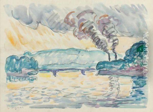 Bord De Seine Oil Painting - Paul Signac