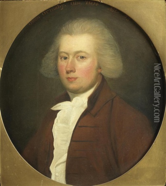 Portrait Of Owen Ormsby, Bust-length, In A Brown Coat Oil Painting - Gainsborough Dupont