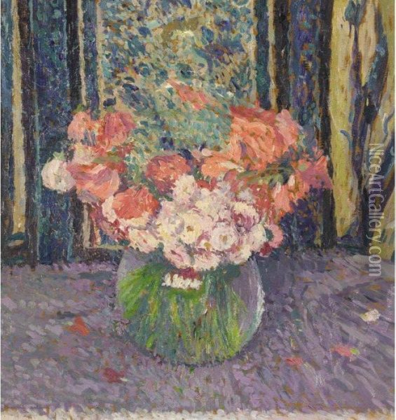 Vase De Fleurs Oil Painting - Henri Martin