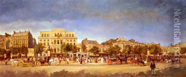 Boulevard Du Temple En 1862 (Boulevard of the Temple in 1862) Oil Painting - Karl Maria Pertgen