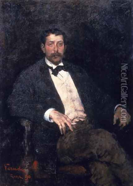 Portrait of Giacomo Puccini Oil Painting - Umberto Veruda