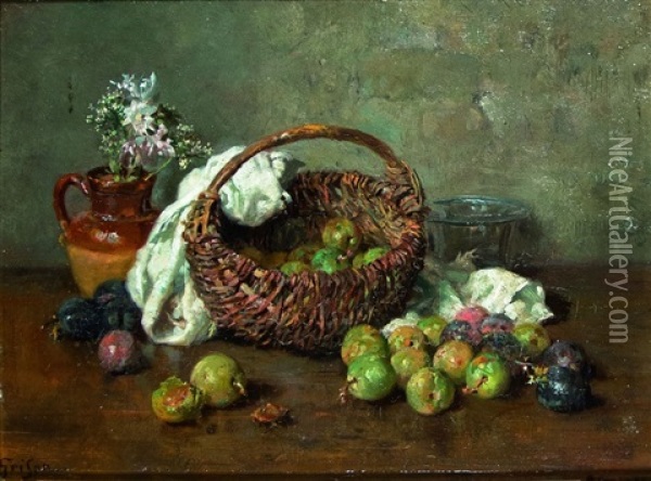 Still Life With Fruits Oil Painting - Francois Adolphe Grison