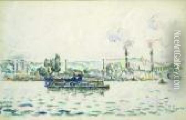 Peniche Sur La Seine Oil Painting - Paul Signac
