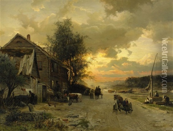 Dagen Gryr Oil Painting - Gustaf Rydberg