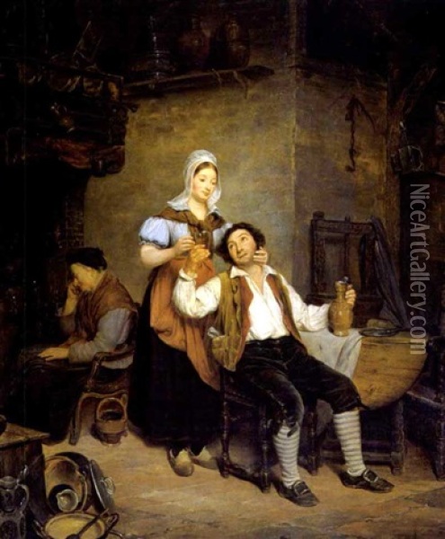De Geliefden Oil Painting - Jean Henri de Coene