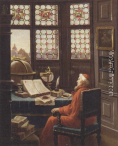 In The Library Oil Painting - Ernst Czernotzky