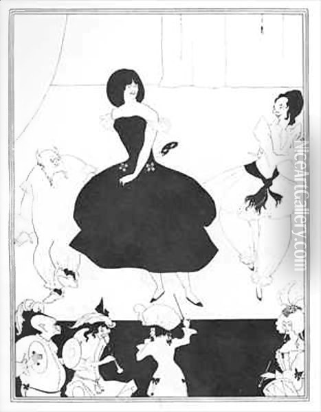 Illustration of the comedy-ballet 'Marionettes III' Oil Painting - Aubrey Vincent Beardsley
